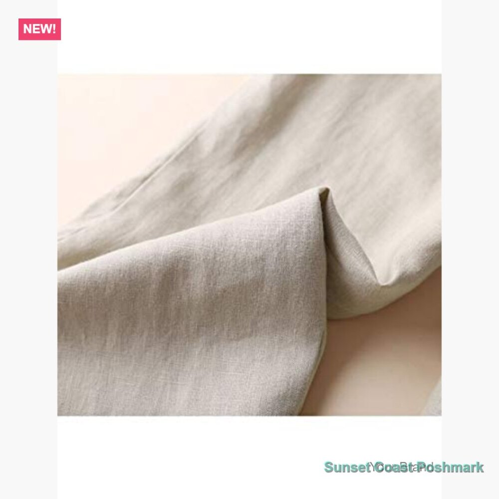 Linen Tapered Pants High Waisted Drawstring Casual Joggers - Picture 6 of 7